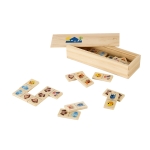 Domino-Spiel aus Holz mit Tierfiguren in Holzschachtel für Kinder farbe holzton