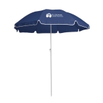 Klassischer Sonnenschirm aus 170T als Sommer-Merchandising mit Logo farbe blau Ansicht mit Logo 1