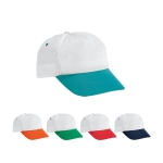 Cap aus Polyester mit farbigen Details als Werbeartikel bedrucken Ansicht mit Druckbereich