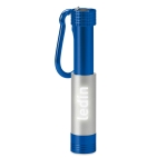 Taschenlampe mit Karabiner und LED-beleuchtetem Logo für Campingfan farbe blau