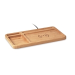 Bedruckbarer Desktop-Organizer aus Bambus mit kabellosem Aufladegerät farbe holzton vierte Ansicht