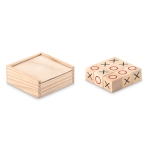 Tic-Tac-Toe Spiel aus Holz in einer Box als Werbemittel für Familien farbe holzton