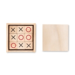 Tic-Tac-Toe Spiel aus Holz in einer Box als Werbemittel für Familien farbe holzton zweite Ansicht