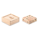 Tic-Tac-Toe Spiel aus Holz in einer Box als Werbemittel für Familien farbe holzton Hauptansicht