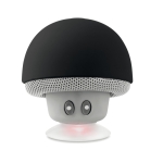 Bluetooth-Lautsprecher in origineller Pilzform mit Saugnapf mit Logo farbe schwarz