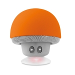 Bluetooth-Lautsprecher in origineller Pilzform mit Saugnapf mit Logo farbe orange