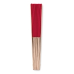 Günstiger Handfächer aus Holz und Polyester für Partygäste farbe rot zweite Ansicht