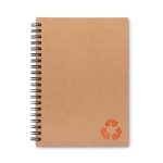 Nachhaltiges A5-Notizbuch mit Karton-Cover und liniertem Steinpapier farbe orange