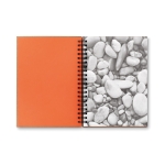 Nachhaltiges A5-Notizbuch mit Karton-Cover und liniertem Steinpapier farbe orange dritte Ansicht