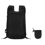 Faltbarer Rucksack aus Polyester mit Hülle und Karbiner zum Befestigen farbe schwarz