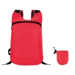 Faltbarer Rucksack aus Polyester mit Hülle und Karbiner zum Befestigen farbe rot