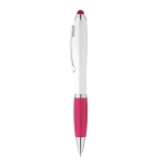 Touchpen-Kuli mit rutschfester Oberfläche und schwarzer Tinte farbe pink