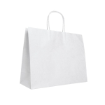 Große weiße Papiertasche aus Kraftpapier für Einkauf, 100 g/m2 farbe weiß