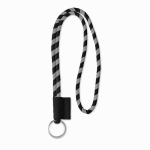 Röhrenförmiges Lanyard in 2 Farben mit gewebtem Etikett, Ø 7 mm farbe schwarz