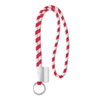 Röhrenförmiges Lanyard in 2 Farben mit gewebtem Etikett, Ø 7 mm farbe rot