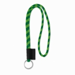 Röhrenförmiges Lanyard in 2 Farben mit gewebtem Etikett, Ø 7 mm farbe grün