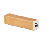 Powerbank aus Bambus, Logo mit Druck oder Gravur, 2.200 mAh farbe holzton