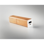 Powerbank aus Bambus, Logo mit Druck oder Gravur, 2.200 mAh farbe holzton vierte Ansicht