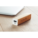 Powerbank aus Bambus, Logo mit Druck oder Gravur, 2.200 mAh farbe holzton Stimmungsbild Hauptansicht