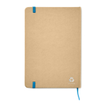 A5-Notizbuch aus Recyclingpapier mit Karton-Cover mit Logo bedrucken farbe blau zweite Ansicht