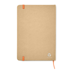 A5-Notizbuch aus Recyclingpapier mit Karton-Cover mit Logo bedrucken farbe orange zweite Ansicht