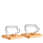 Set mit 2 Espressogläsern mit Bambusuntersetzern, 90 ml Ansicht mit Druckbereich