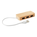 USB Hub mit 3 Ports 2.0 im Bambus-Gehäuse bedrucken farbe holzton