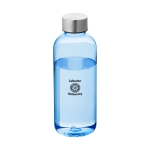 Leichte Tritantrinkflasche als langlebiges Geschenk, BPA-frei, 600 ml farbe blau-transparent Ansicht mit Tampondruck