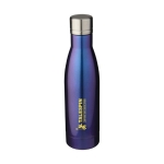 Glamouröse Thermosflasche mit schimmernder Oberfläche, 500 ml farbe blau Ansicht mit Tampondruck