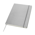 Liniertes A4-Notizbuch mit Hardcover als Werbegeschenk bedrucken farbe silber