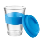 To Go Becher aus Glas mit Deckel und Band aus Silikon, 350 ml farbe blau zweite Ansicht