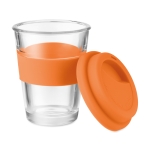 To Go Becher aus Glas mit Deckel und Band aus Silikon, 350 ml farbe orange zweite Ansicht