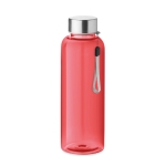 Auslaufsichere Wasserflasche aus recyceltem Kunststoff bedrucken, 500 ml farbe rot-transparent