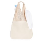 Strandtasche aus Baumwolle mit langen Henkeln, 220 g/m2 Eco Net farbe beige dritte Ansicht