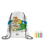 Anmalrucksack aus Non Woven Material mit Stiften für Kinder farbe weiß zweite Hauptansicht