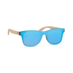 Sonnenbrille mit Bügeln aus Bambus, UV400-Schutz farbe blau