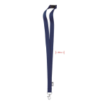 RPET-Lanyard mit Metallkarabiner und Sicherheitsverschluss, 20 mm farbe blau