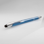 Touch Pen Kugelschreiber aus Aluminium mit blauer Tinte für Kunden farbe hellblau vierte Ansicht