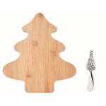 Set mit Käsebrett aus Bambus und Stahlmesser in Weihnachtsbaumform farbe holzton zweite Ansicht