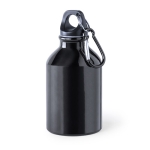 Kleine Aluminiumflasche in lebendigen Farben mit Karabinerclip, 330 ml farbe schwarz