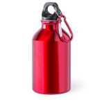 Kleine Aluminiumflasche in lebendigen Farben mit Karabinerclip, 330 ml farbe rot