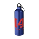 Große bedruckbare Aluminiumflasche mit Karabinerhaken, 770 ml farbe blau zweite Ansicht mit Logo