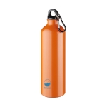 Große bedruckbare Aluminiumflasche mit Karabinerhaken, 770 ml farbe orange Ansicht mit Tampondruck