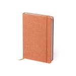 B6-Taschennotizbuch mit Cover aus weichem Polyester und Linien-Seiten farbe orange erste Ansicht