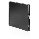 Notizbuch mit Soft-Touch-Cover aus recyceltem Karton mit Kuli, A4 farbe schwarz