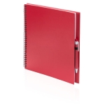 Notizbuch mit Soft-Touch-Cover aus recyceltem Karton mit Kuli, A4 farbe rot