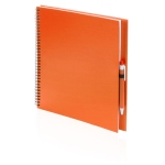 Notizbuch mit Soft-Touch-Cover aus recyceltem Karton mit Kuli, A4 farbe orange