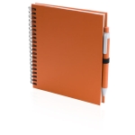 Bedruckbares Notizbuch mit Cover aus recyceltem Karton mit Kuli farbe orange