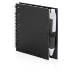 Notizbuch mit Soft-Touch-Cover aus Karton und passendem Kuli, B7 farbe schwarz