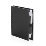 Notizbuch mit Soft-Touch-Cover aus Karton und passendem Kuli, B7 farbe schwarz erste Ansicht